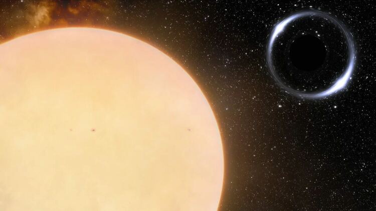 Илюстрация на новооткритата странна двойка. Кредит: International Gemini Observatory/NOIRLab/NSF/AURA/J. da Silva/Spaceengine/M. Zamani
